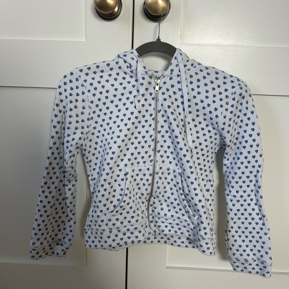 Roller Rabbit White and Blue Hearts  Hoodie